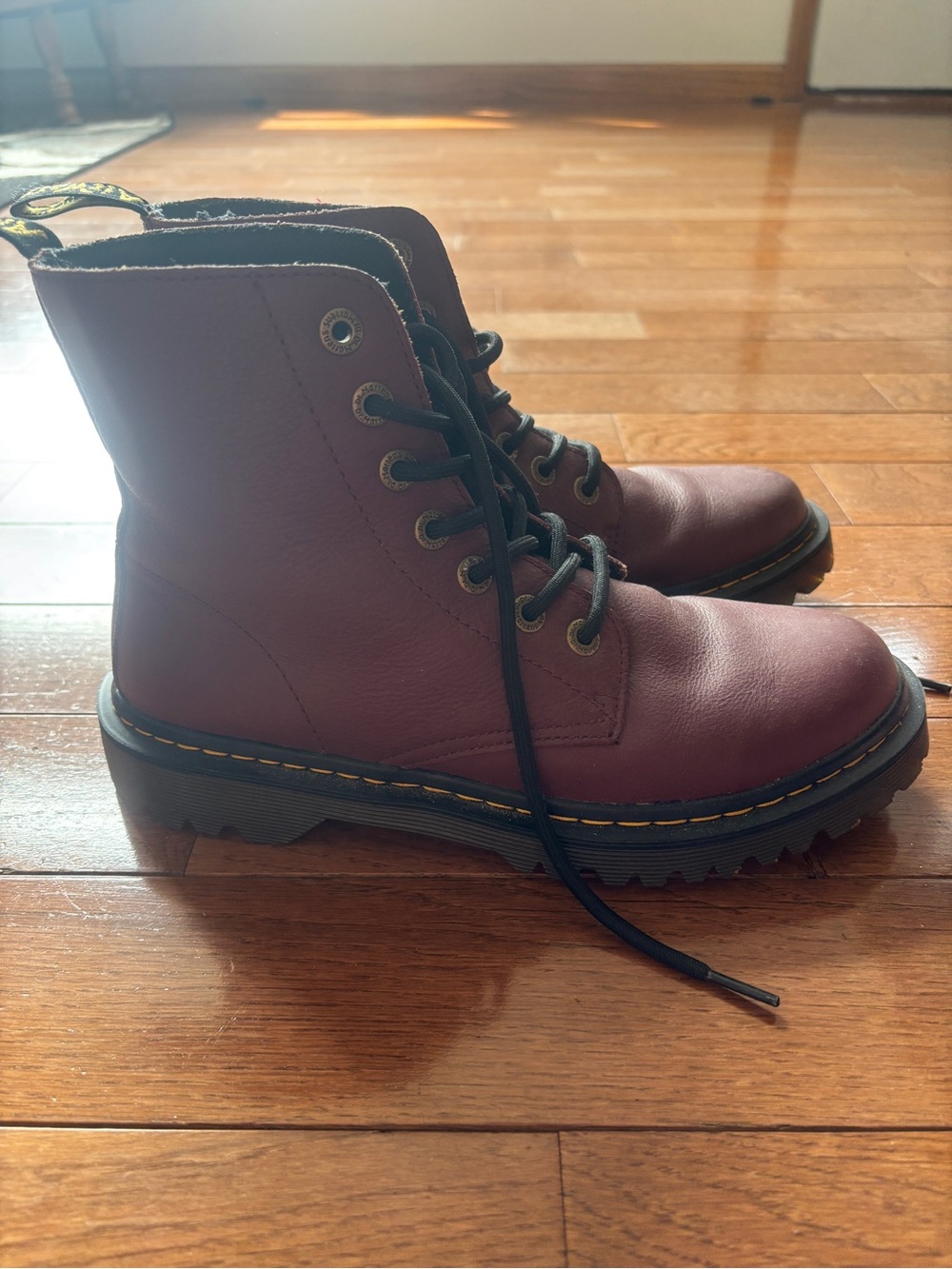 Dr. Martens Burgundy Leather Lace-Up Boots